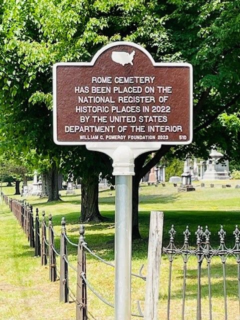 National Registry Marker - Newly installed marker designating Rome Cemetery as an historical site.